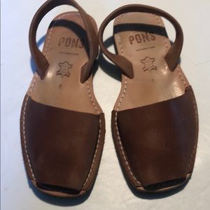 PONS Camel Handmade Slingback Sandals, Size 8